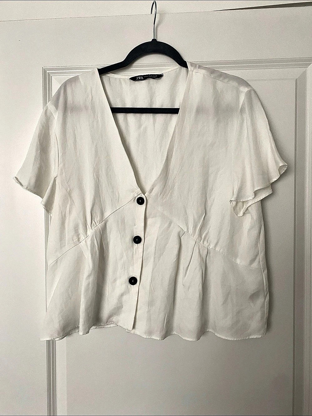Zara White Button Front Top Size XXL Like New